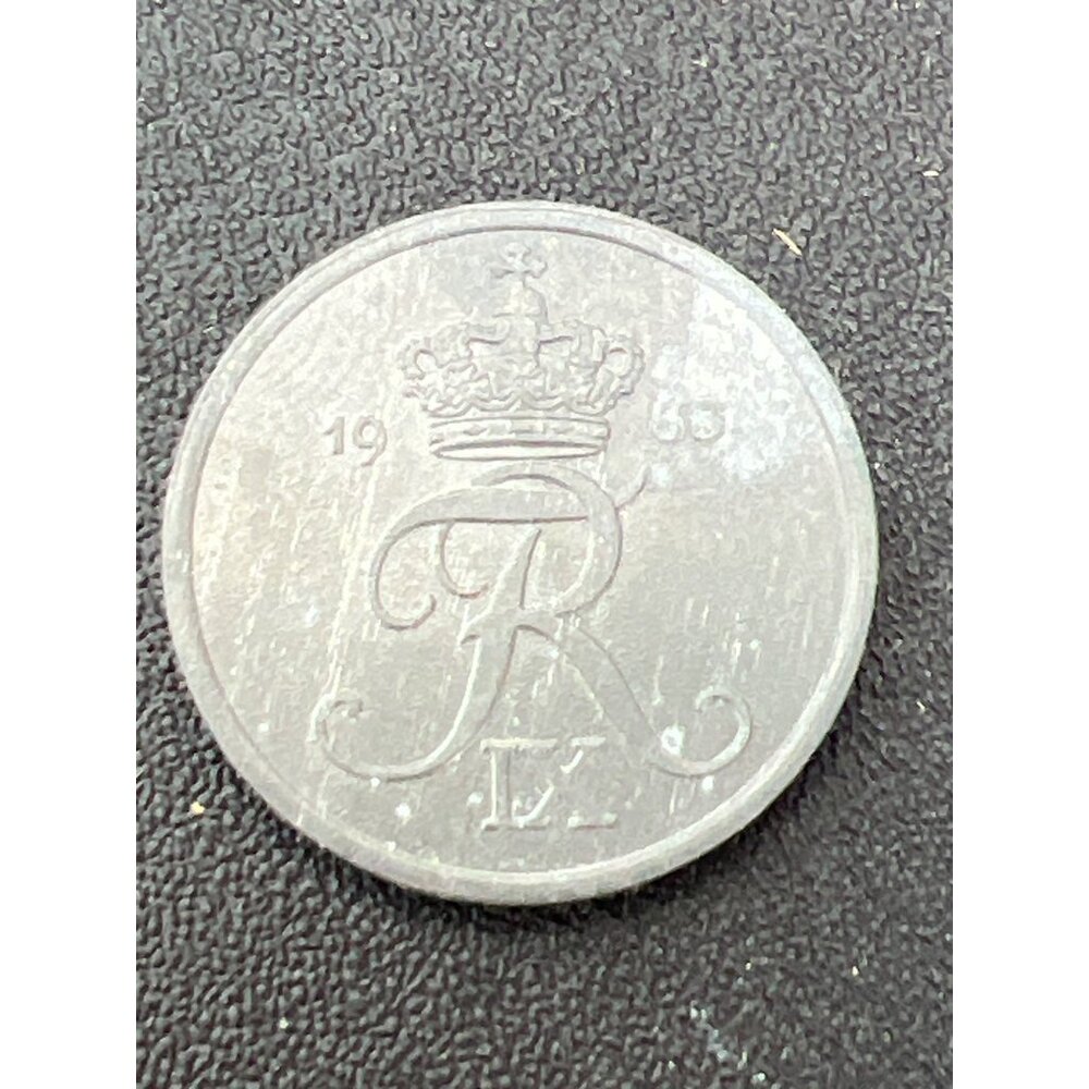 1968 Denmark 2 Ore Coin With Crown & Monogram Design